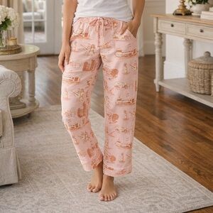 NEW Katie Kime Nashville Toile Pink Orange Pajama Pant Size Large